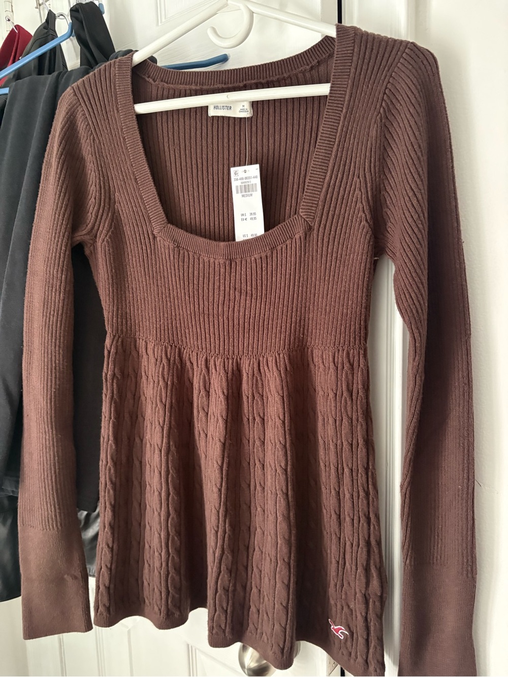 Hollister Women's Chocolate Brown Square Neck Sweater